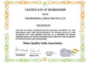 Water quality india association membership certificate